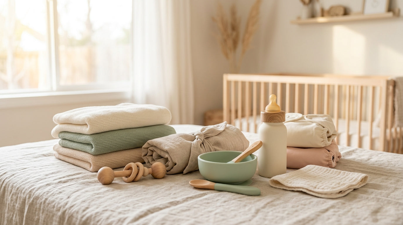 Portland dad scanning baby products with his phone in a retail store aisle