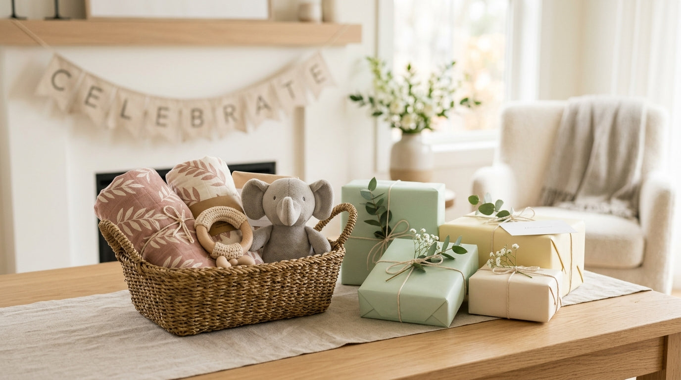 Confused dad looking at a massive spreadsheet of baby registry items