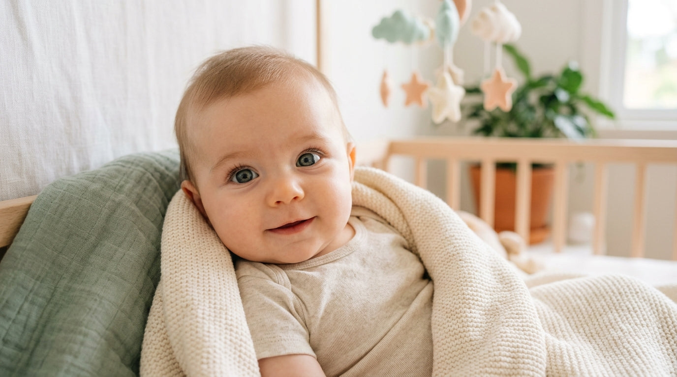 A tired twin dad in London inspecting his baby's changing eye colour