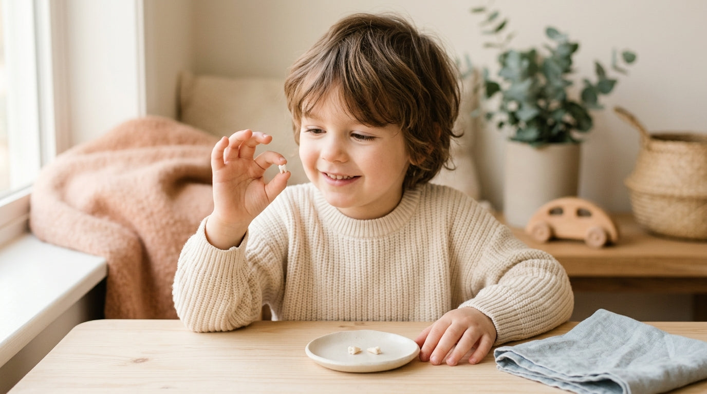 Seven year old girl smiling to show the gap from her first lost front tooth