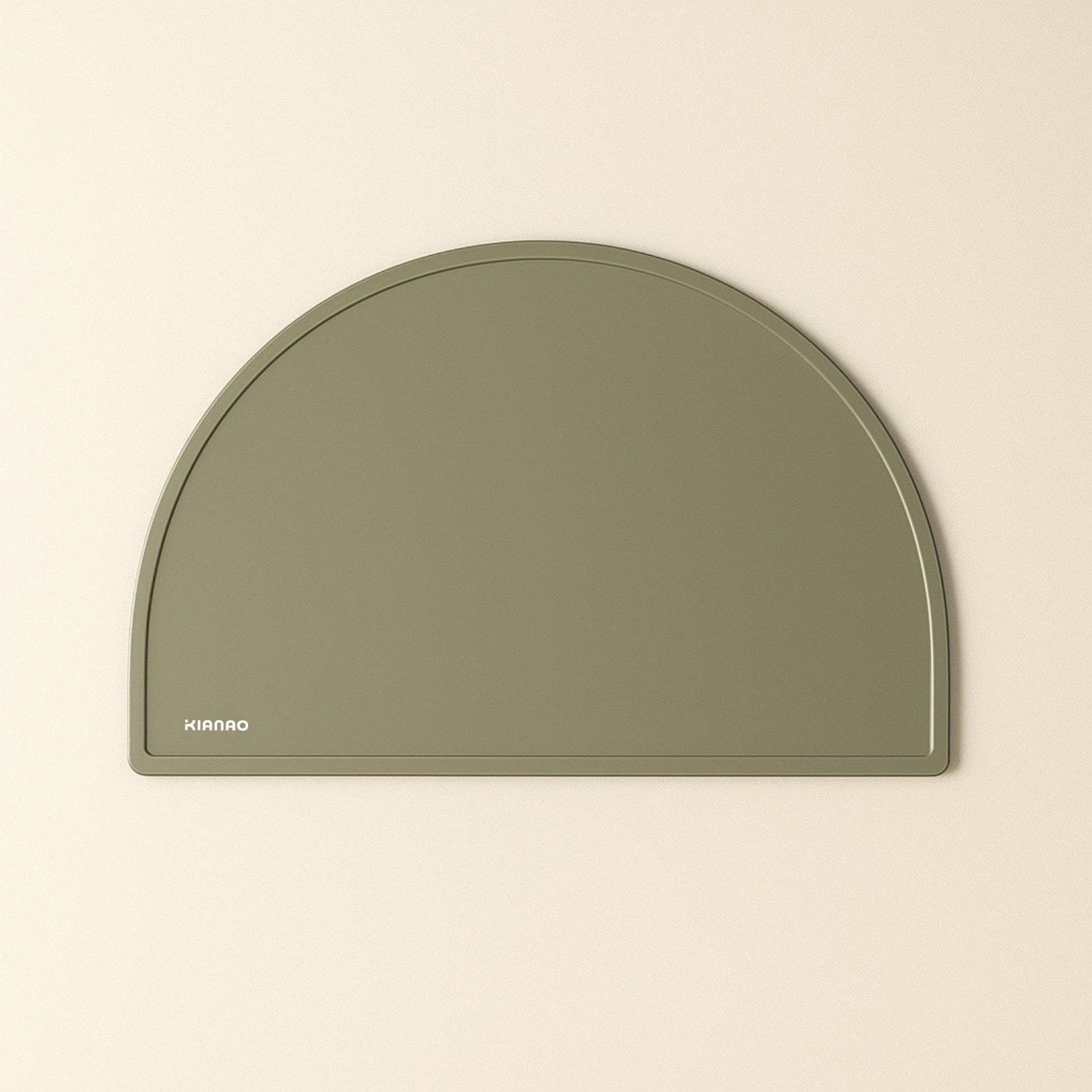 Sage Green silicone placemat featuring minimalist half-moon shape and perfect size for place settings