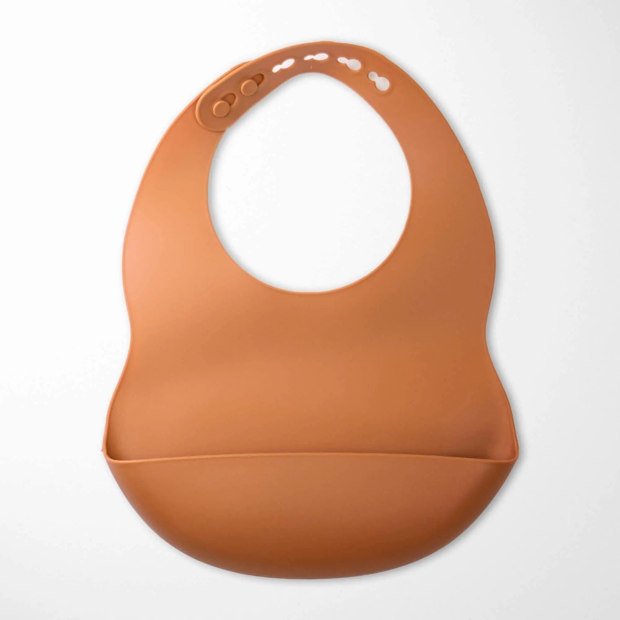 Beige Rotten waterproof silicone baby bib with food catcher pocket - BPA-free easy clean feeding bib
