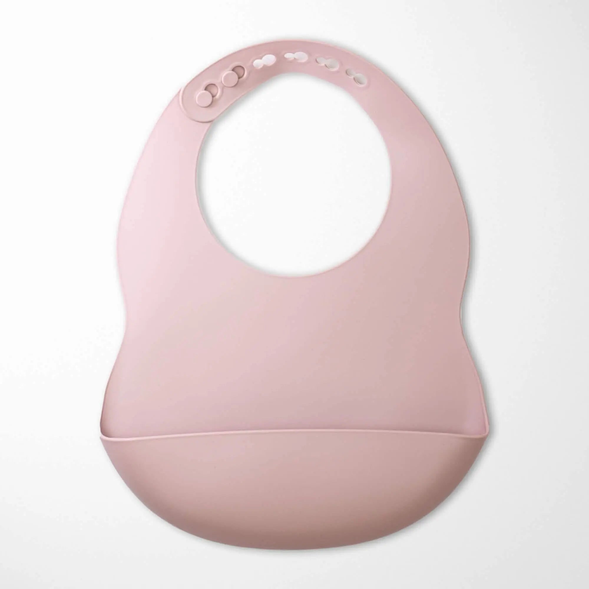 Light Pink waterproof silicone baby bib - soft flexible BPA-free feeding bib for toddlers
