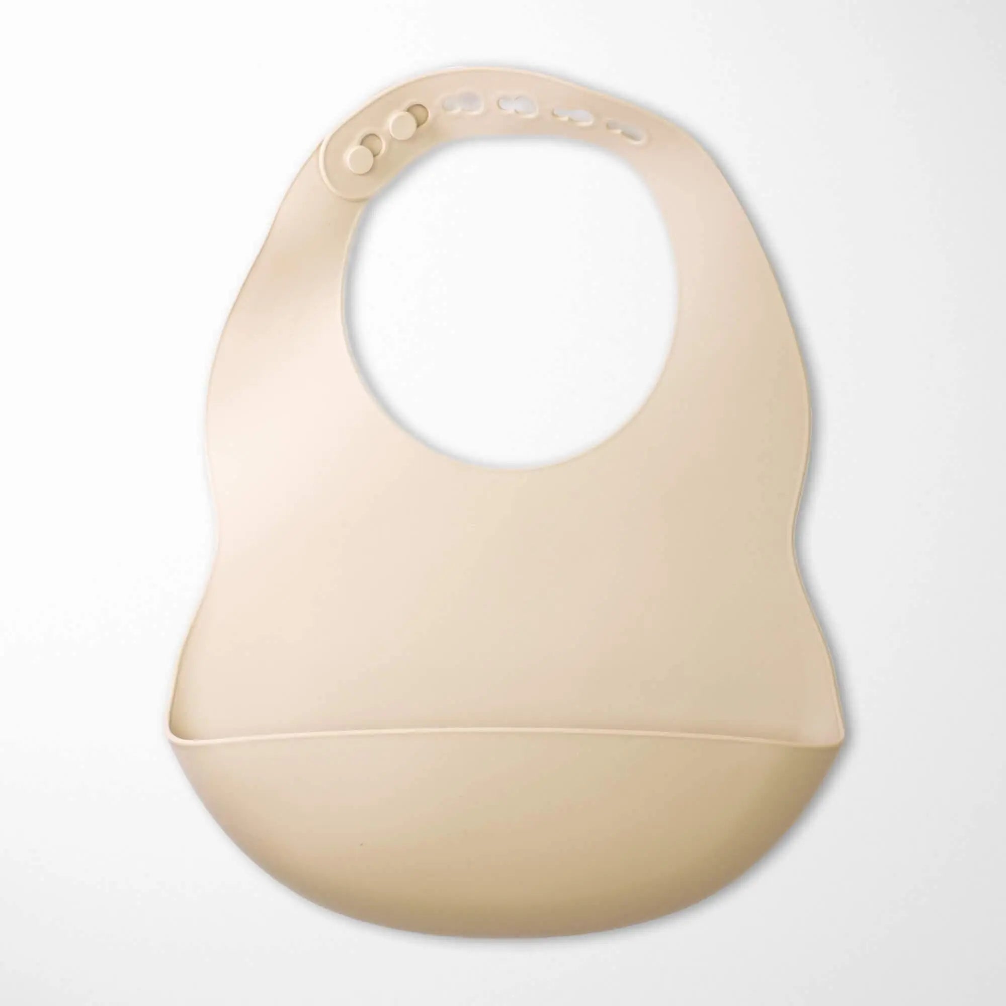 Pearl Beige BPA-free silicone baby bib - waterproof with food catching pocket for mess-free meals