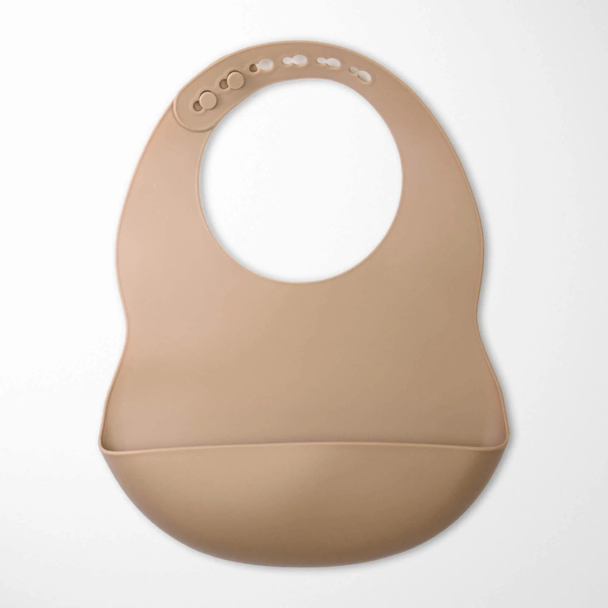 Sand Color easy clean silicone baby bib - waterproof feeding bib with adjustable neck straps