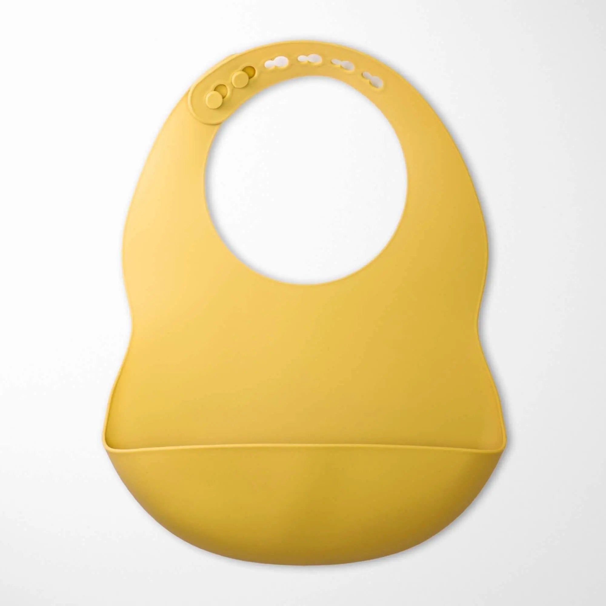 Sand Yellow silicone baby feeding bib - easy clean waterproof design with food catching pocket