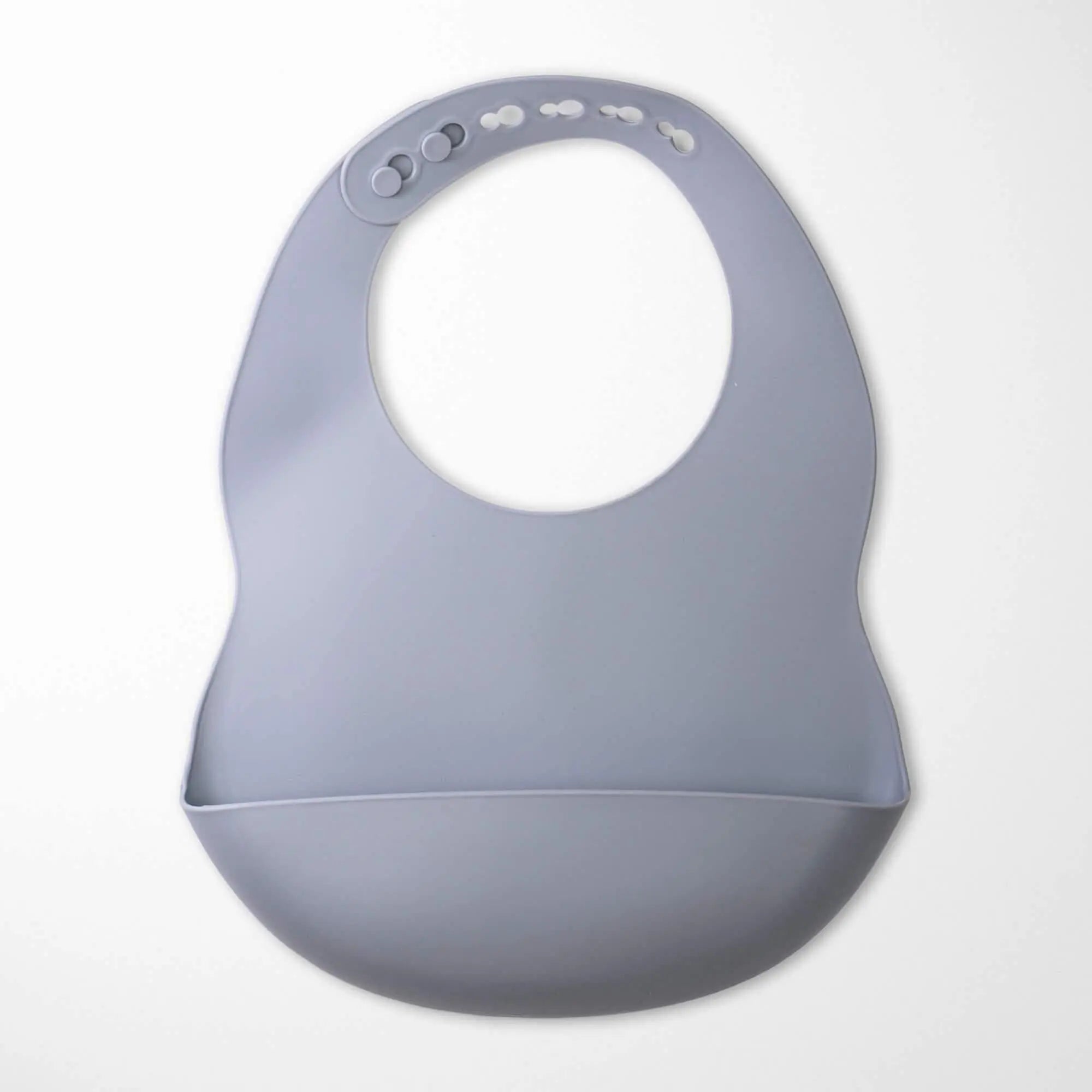 Slate Gray waterproof silicone baby bib - stain-resistant BPA-free feeding bib with crumb catcher