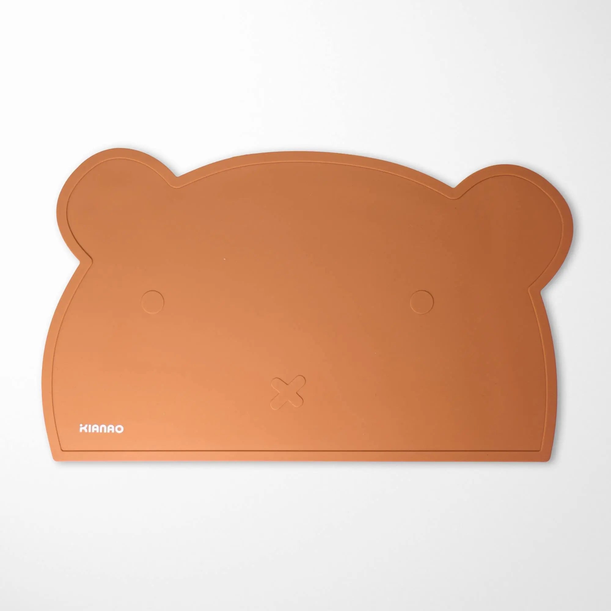 Beige Rotten bear silicone placemat featuring adorable ear details and spill-containing raised edges
