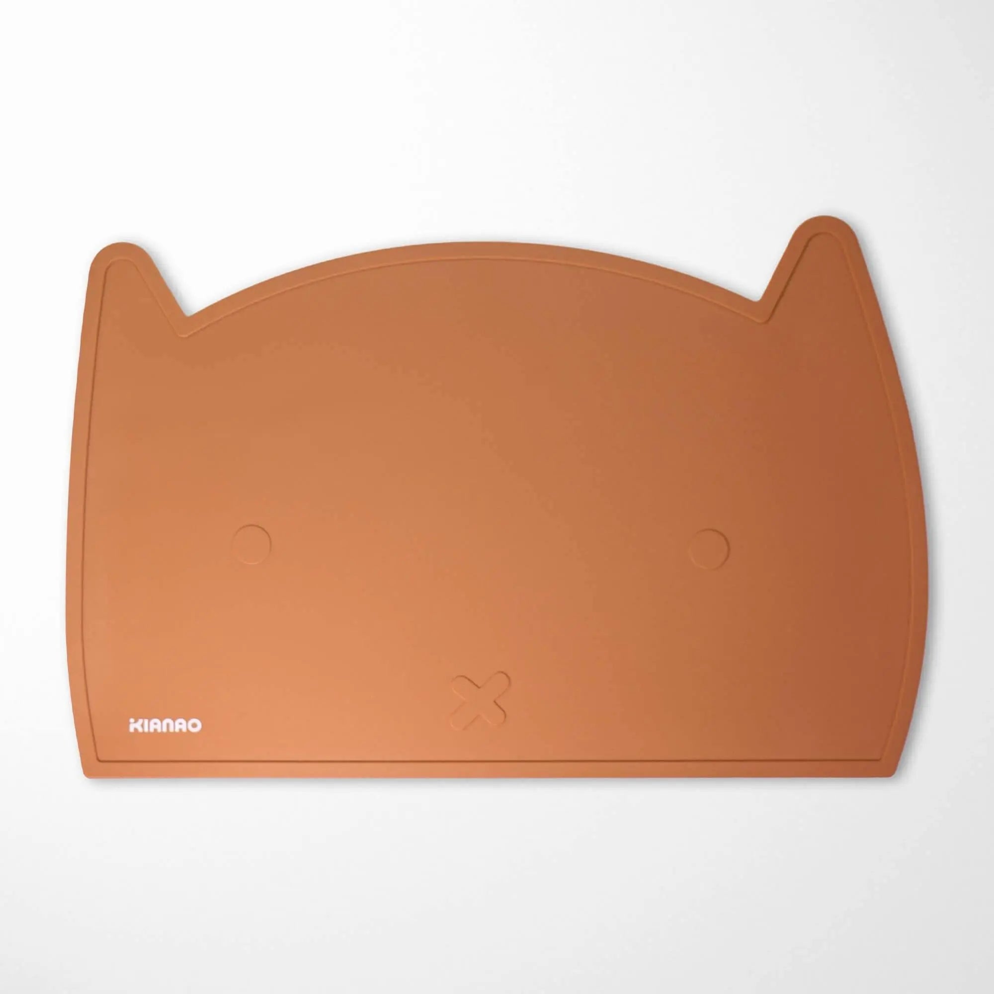 Beige Rotten cat silicone placemat with adorable ear details and practical design for mess-free mealtimes
