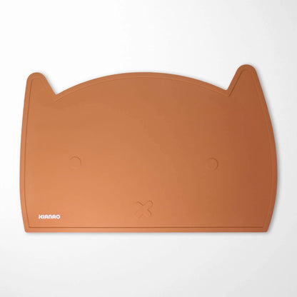 Beige Rotten cat silicone placemat with adorable ear details and practical design for mess-free mealtimes