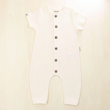 blossom white baby jumpsuit in 100% organic cotton, soft breathable baby clothes for everyday wear