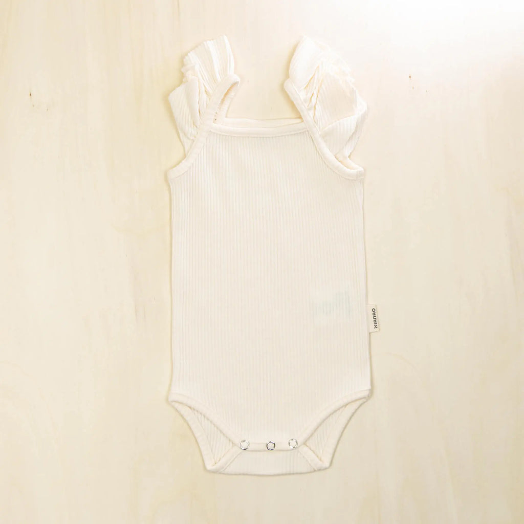 Flutter Sleeve Organic Cotton Baby Bodysuit Ruffled Soft KIANAO
