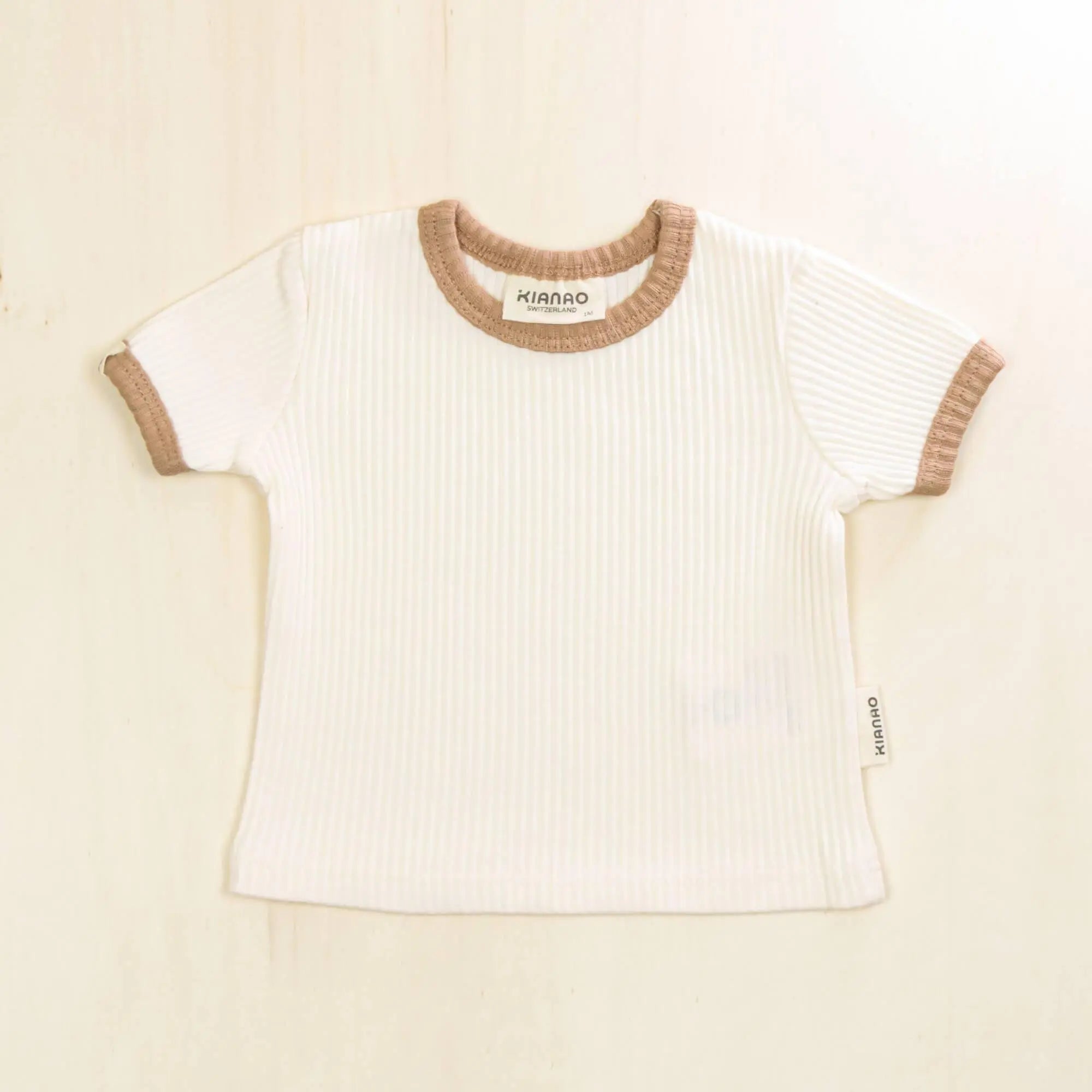 blossom white organic cotton baby ringer t-shirt with contrasting trim made from 95% organic cotton