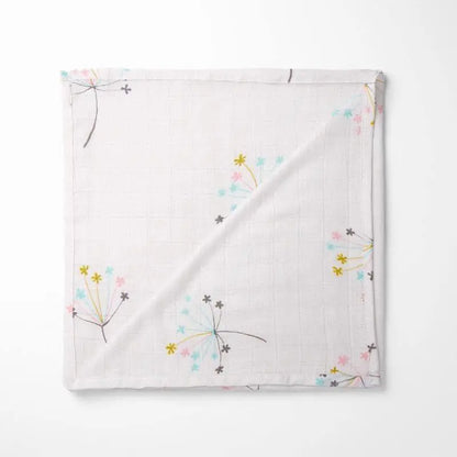 cream bamboo baby blanket with colorful flower pattern, organic and breathable for sensitive skin