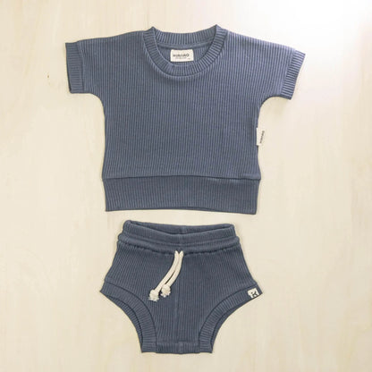 indigo blue organic cotton baby summer clothes with breathable fabric ideal for hot weather comfort