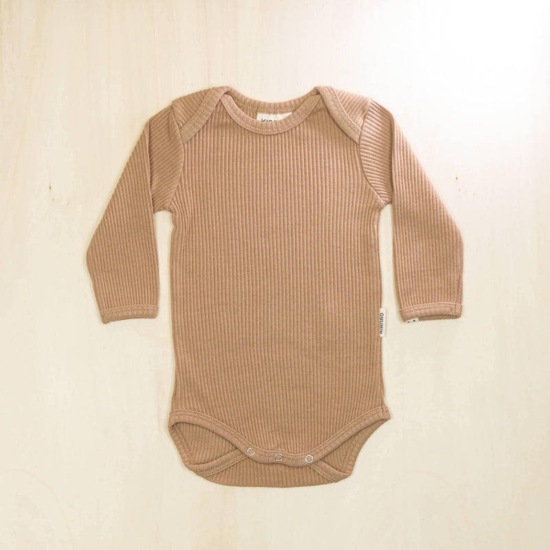 KIANAO Baby One-Pieces Mocha / 0-1 M Long Sleeve Bodysuit Organic Cotton