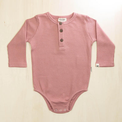 KIANAO Baby One-Pieces Old Rose / 3-6 M Long Sleeve Romper Organic Cotton