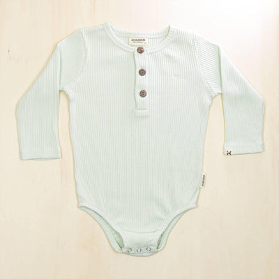 KIANAO Baby One-Pieces Pale Turquoise / 3-6 M Long Sleeve Romper Organic Cotton
