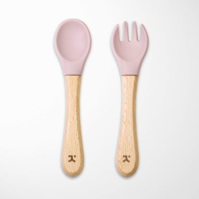 KIANAO Flatware Sets Light Pink Bamboo Spoon and Fork Set