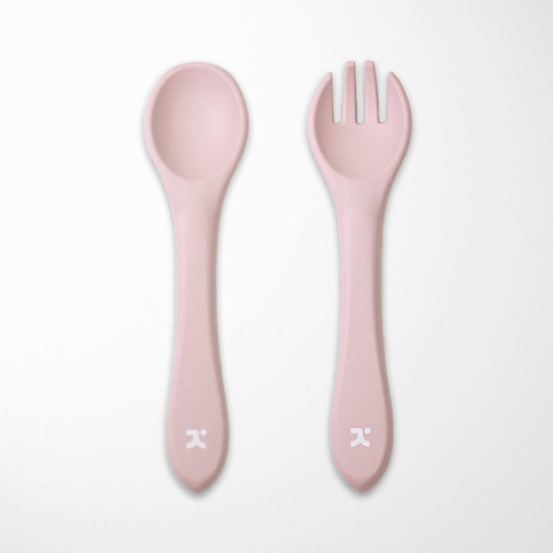 KIANAO Flatware Sets Light Pink Silicone Spoon and Fork Set