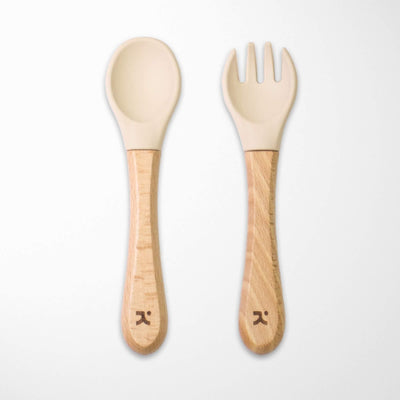 KIANAO Flatware Sets Pearl Beige Bamboo Spoon and Fork Set