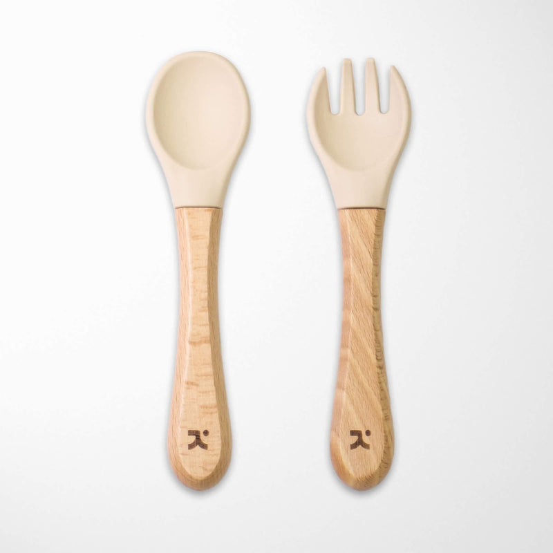 KIANAO Flatware Sets Pearl Beige Bamboo Spoon and Fork Set