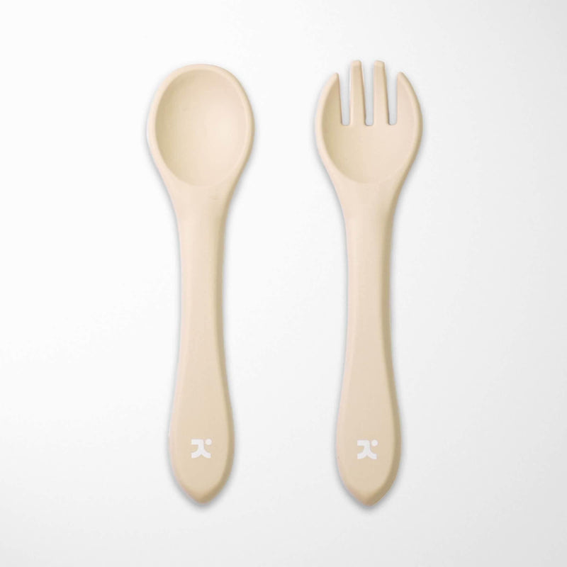 KIANAO Flatware Sets Pearl Beige Silicone Spoon and Fork Set