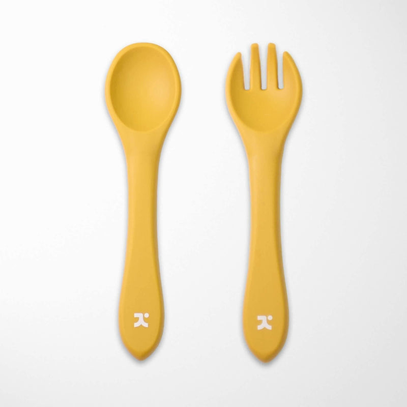 KIANAO Flatware Sets Sand Yellow Silicone Spoon and Fork Set