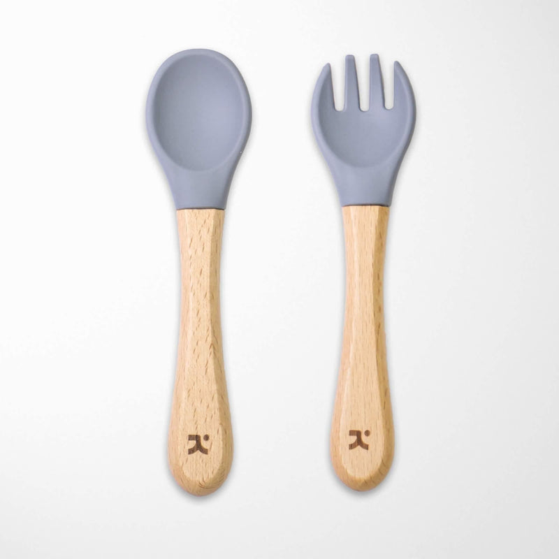 KIANAO Flatware Sets Slate Gray Bamboo Spoon and Fork Set