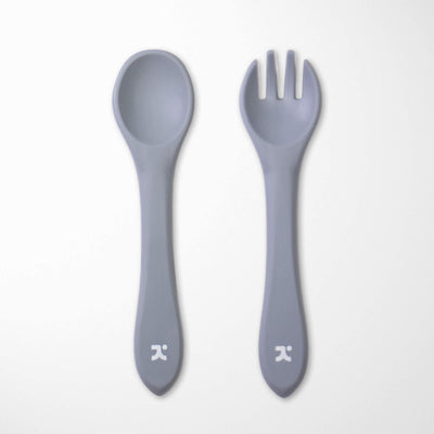 KIANAO Flatware Sets Slate Gray Silicone Spoon and Fork Set