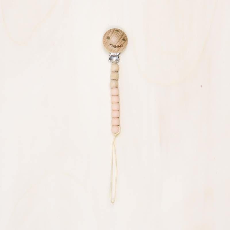 KIANAO Pacifier Clips & Holders Cream Wood & Silicone Pacifier Clips