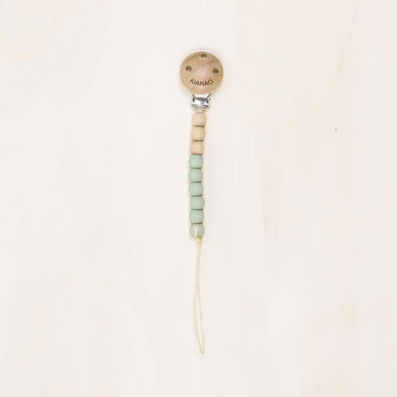 KIANAO Pacifier Clips & Holders Mint Wood & Silicone Pacifier Clips