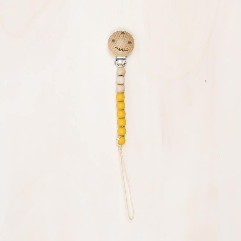 KIANAO Pacifier Clips & Holders Yellow Dusk Wood & Silicone Pacifier Clips