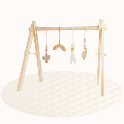 KIANAO Play Gyms With Wooden Baby Gym / With Playmat (Ø120cm) Alpaca Play Gym Set