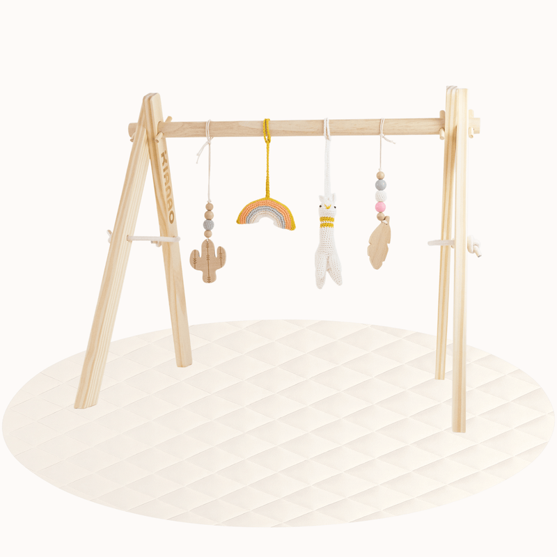KIANAO Play Gyms With Wooden Baby Gym / With Playmat (Ø120cm) Alpaca Play Gym Set