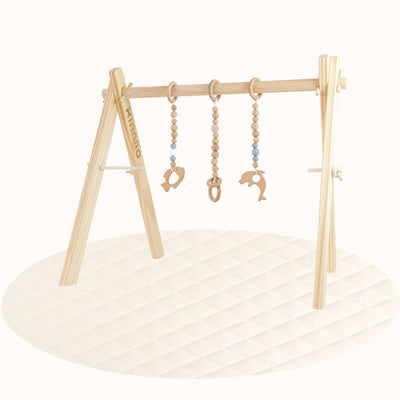 KIANAO Play Gyms With Wooden Baby Gym / With Playmat (Ø120cm) Fishs Play Gym Set