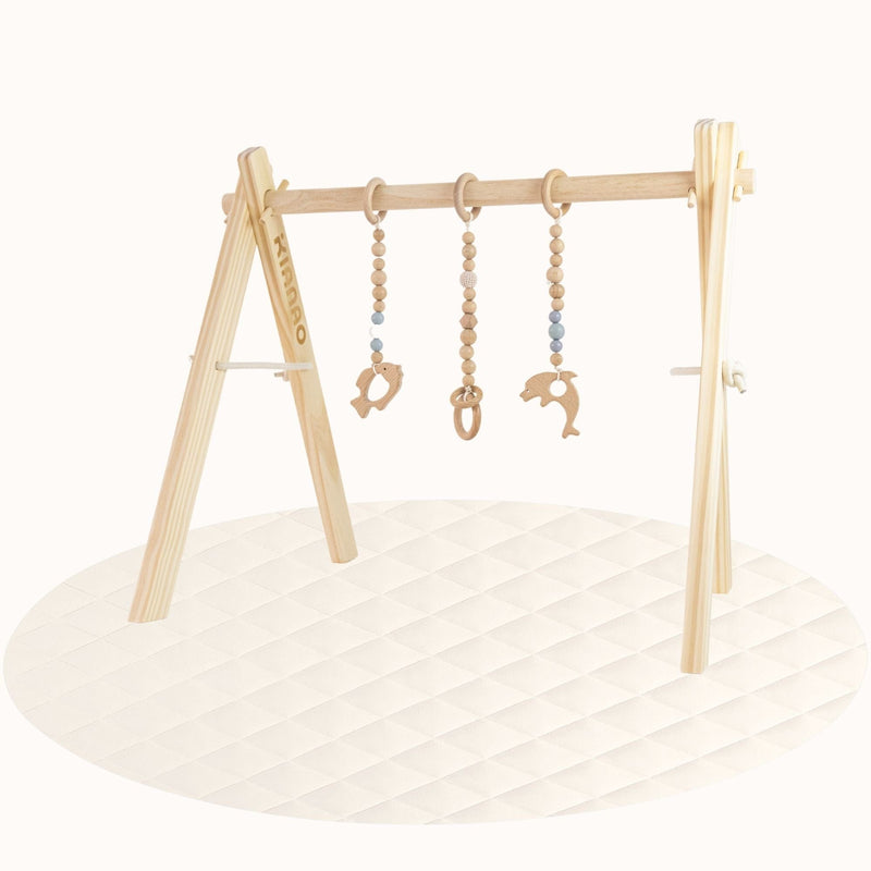 KIANAO Play Gyms With Wooden Baby Gym / With Playmat (Ø120cm) Fishs Play Gym Set