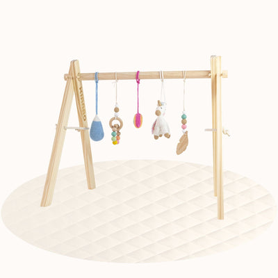 KIANAO Play Gyms With Wooden Baby Gym / With Playmat (Ø120cm) Unicorn Play Gym Set