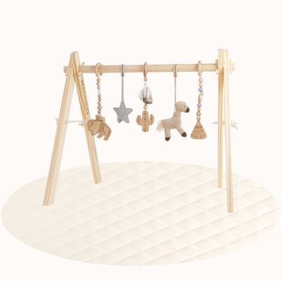 KIANAO Play Gyms With Wooden Baby Gym / With Playmat (Ø120cm) Wild Western Play Gym Set