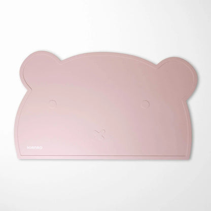 Light Pink bear silicone placemat with playful ear details and practical raised border to contain spills