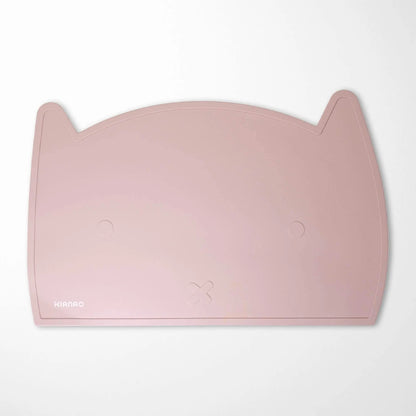 Light Pink cat silicone placemat with cute ear details, raised edges and non-slip bottom for mess-free meals