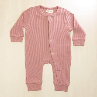 old rose organic cotton baby romper made with 95% organic cotton for sensitive baby skin