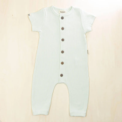 pale turquoise baby jumpsuit showcasing easy-change design, organic cotton baby clothes for comfort
