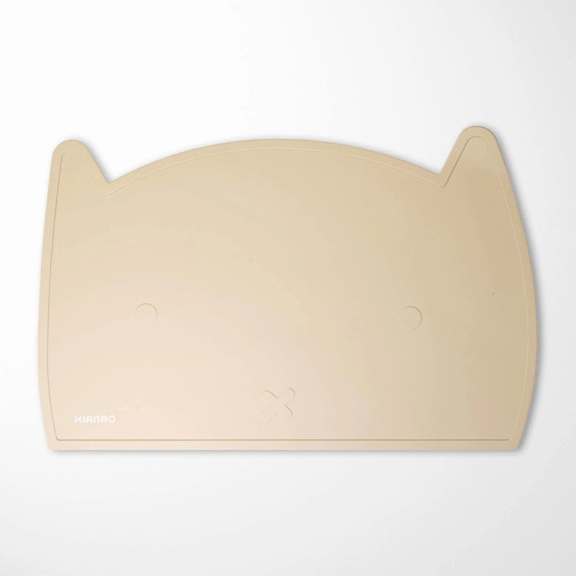 Pearl Beige cat silicone placemat with playful ear details and practical raised border to contain spills