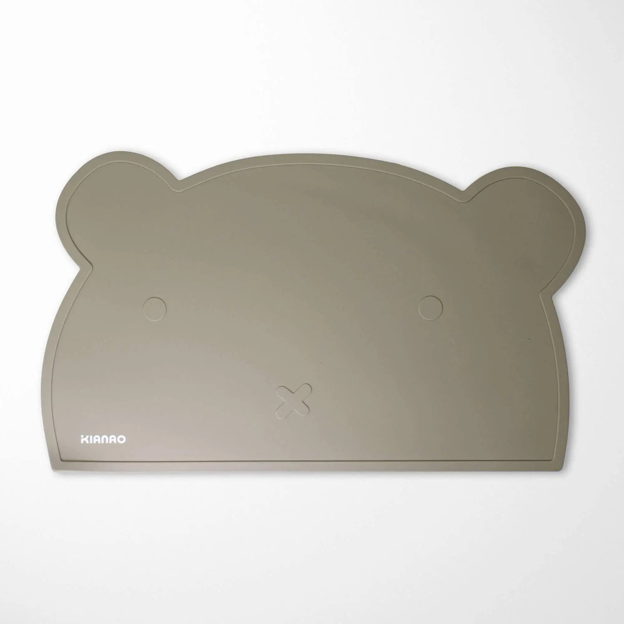 Sage Green bear silicone placemat featuring whimsical bear shape and smooth surface that wipes clean easily