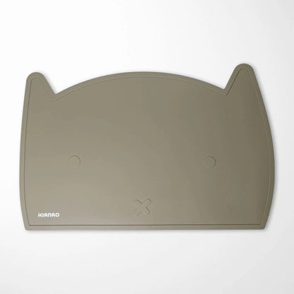 Sage Green cat silicone placemat featuring playful ear details and perfect size for complete place settings