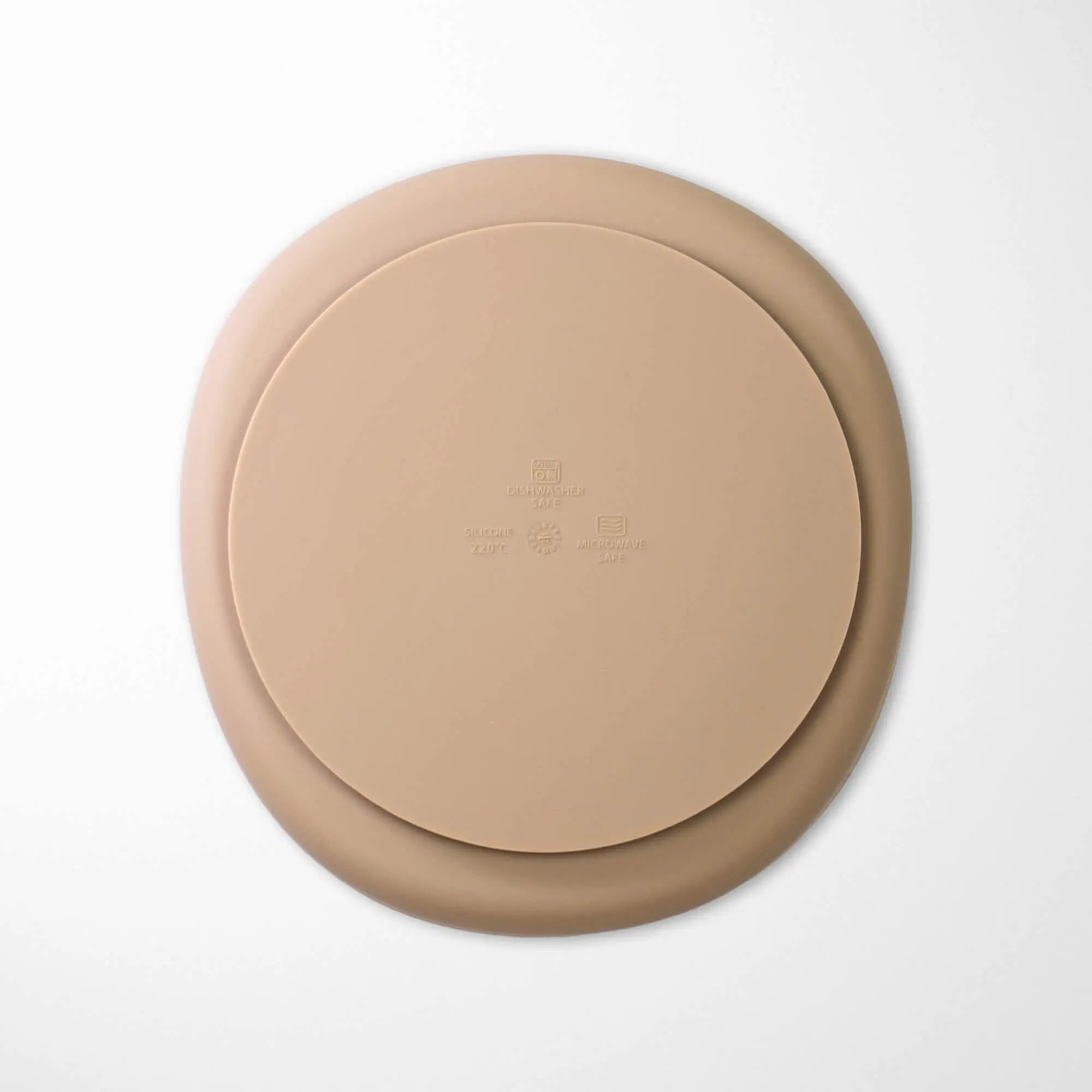 Back view of Sand Color baby silicone plate showing the suction ring mechanism and smooth surface