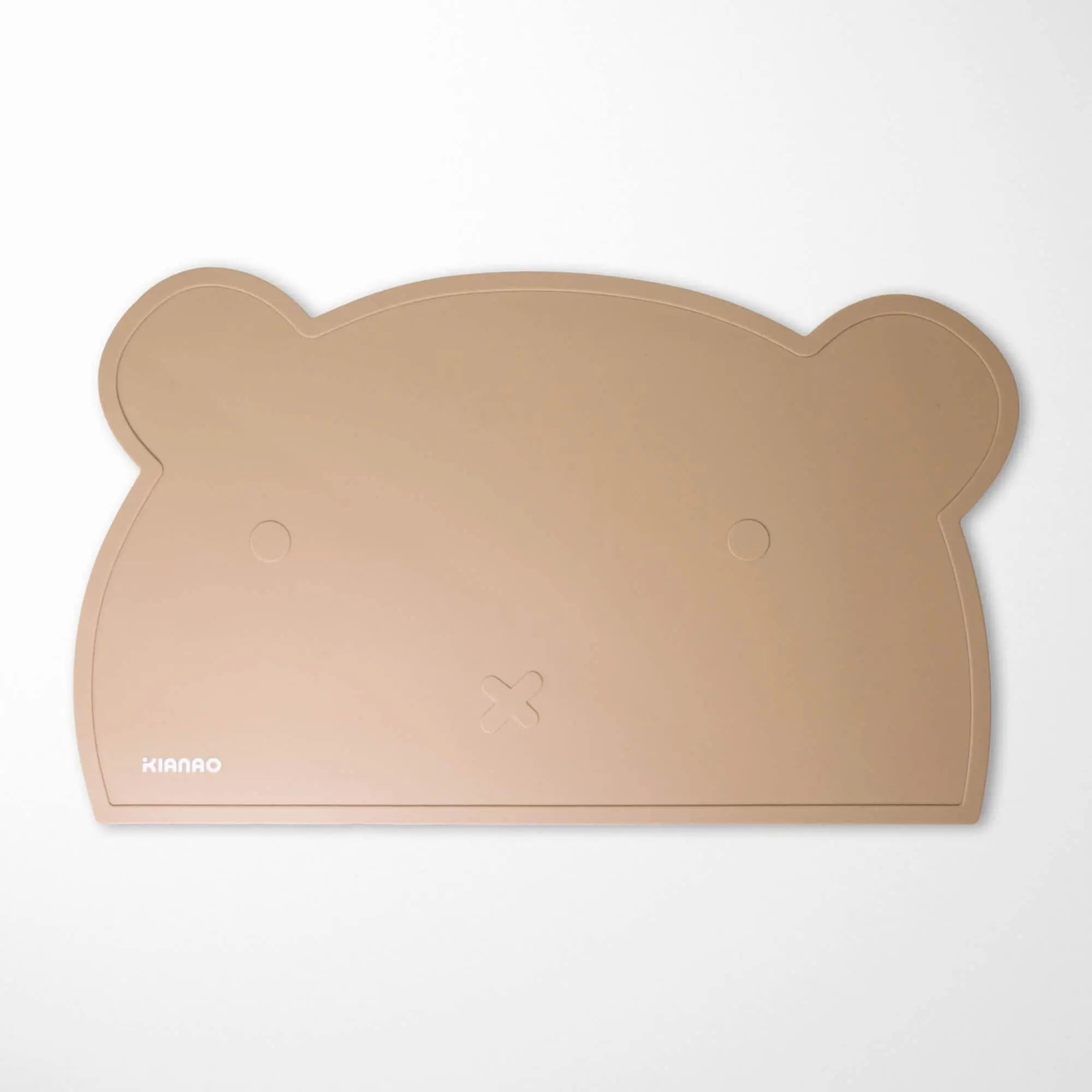 Sand Color bear silicone placemat featuring cute bear ear details and perfect size for complete place settings
