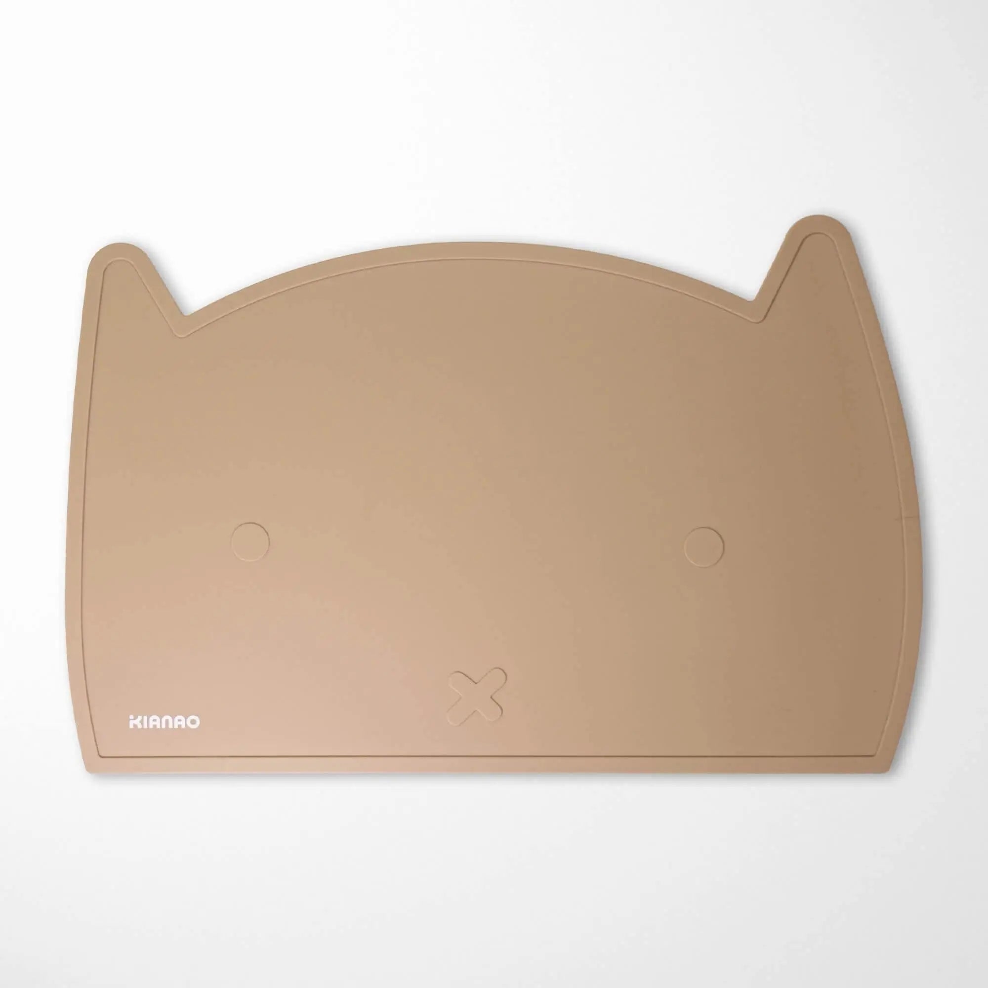 Sand Color cat silicone placemat featuring fun cat ear shape and smooth surface that resists staining