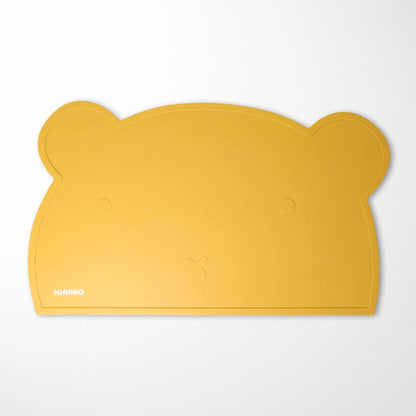 Sand Yellow bear silicone placemat with adorable ear design and practical raised edges for mess-free mealtimes